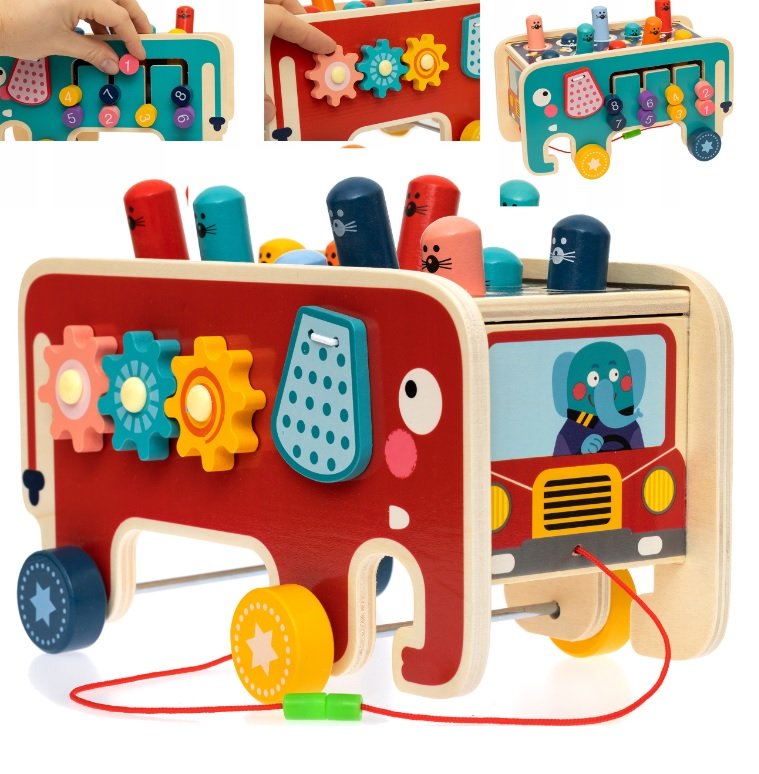 Zlaro, Drewniana kostka edukacyjna Słoń wbijak Montessori