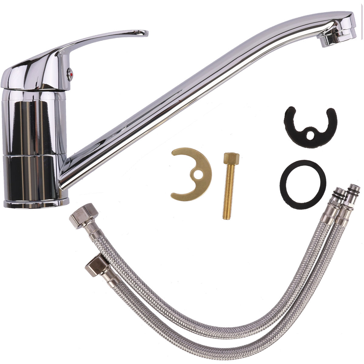 Bateria zlewozmywakowa pojedynczy uchwyt, przedłużona wlewka obrotowa