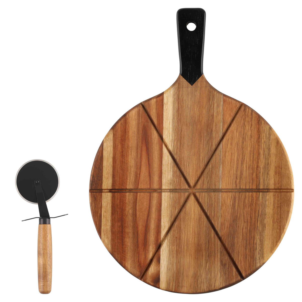 Zestaw do podawania pizzy drewniana deska + nóż przybory  Maku Kitchen Life