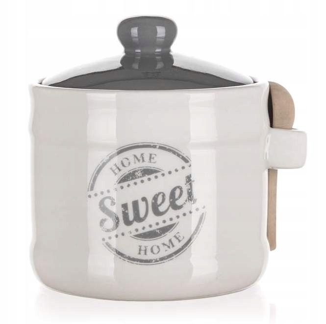 POJEMNIK NA SÓL żywność z łyżeczką HOME 400 ml kuchenny ceramiczny