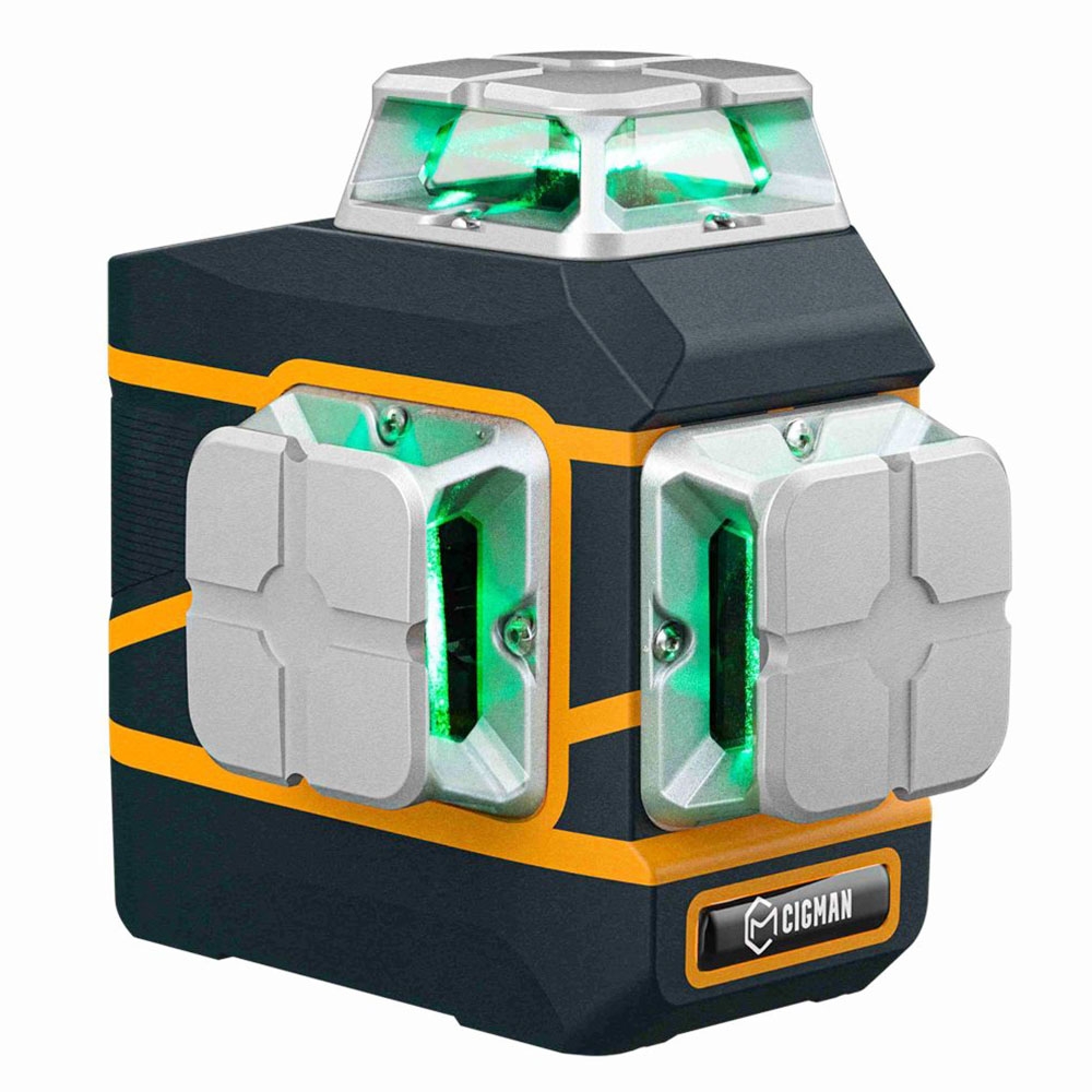 CIGMAN CM-801 3x360° Self Leveling Laser Level 3D Green Cross Line IP54 with Dual Rechargeable Batteries Remote Controller