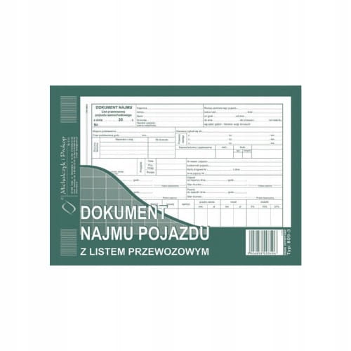 DRUK DOKUMENT NAJMU POJAZDU Z LIST PRZEW A5 MICHALCZYK I PROKOP