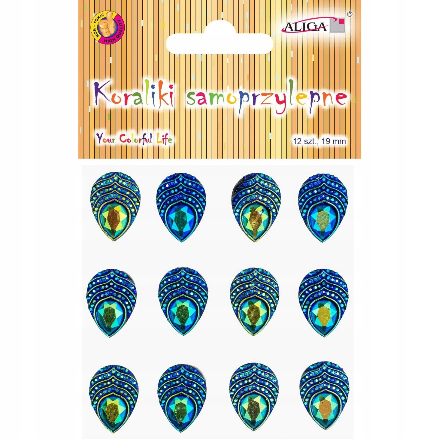 DŻETY SAMOPRZYLEPNE KRYSZTAŁKI PAWIE OCZKA 1,9x1,3cm
