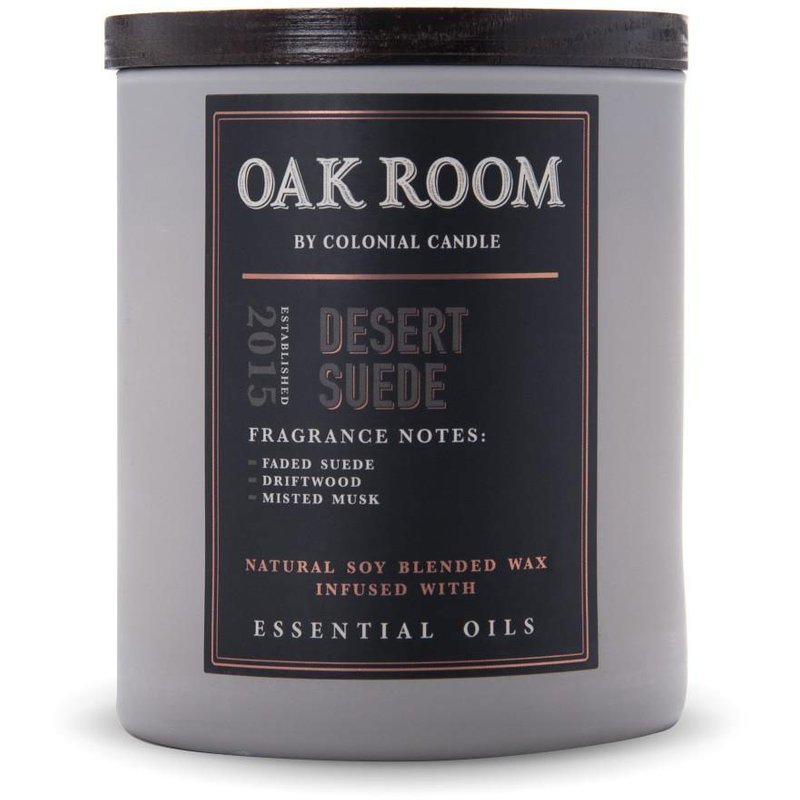 Sojowa świeca zapachowa drewniany knot w szkle Colonial Candle 425 g Zamsz Drewno