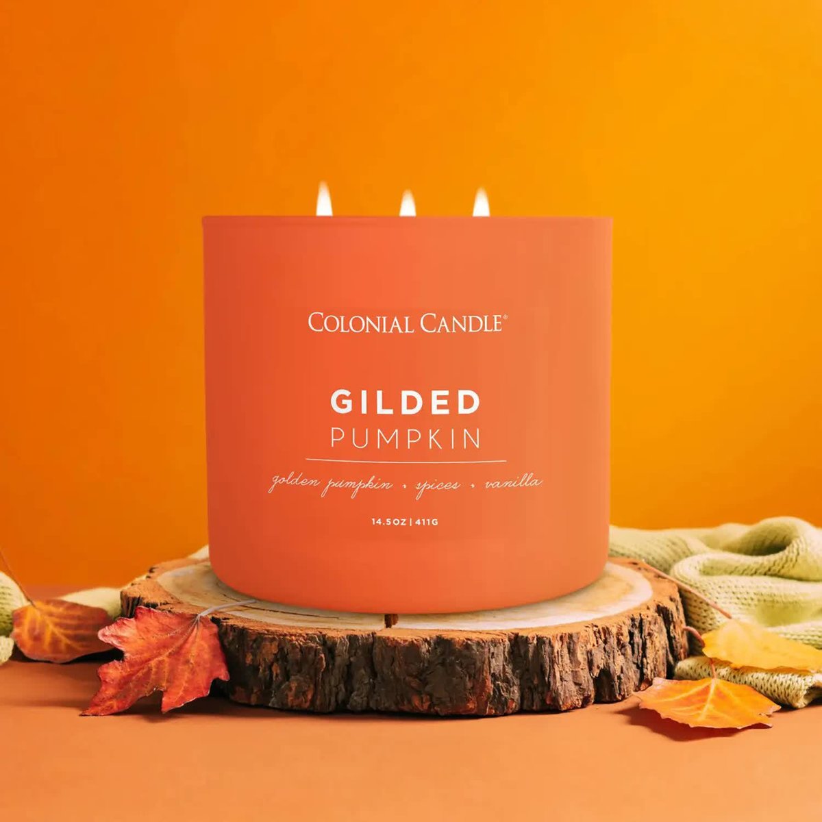 Sojowa świeca zapachowa w szkle 3 knoty Colonial Candle Pop Of Color 411 g - Gilded Pumpkin
