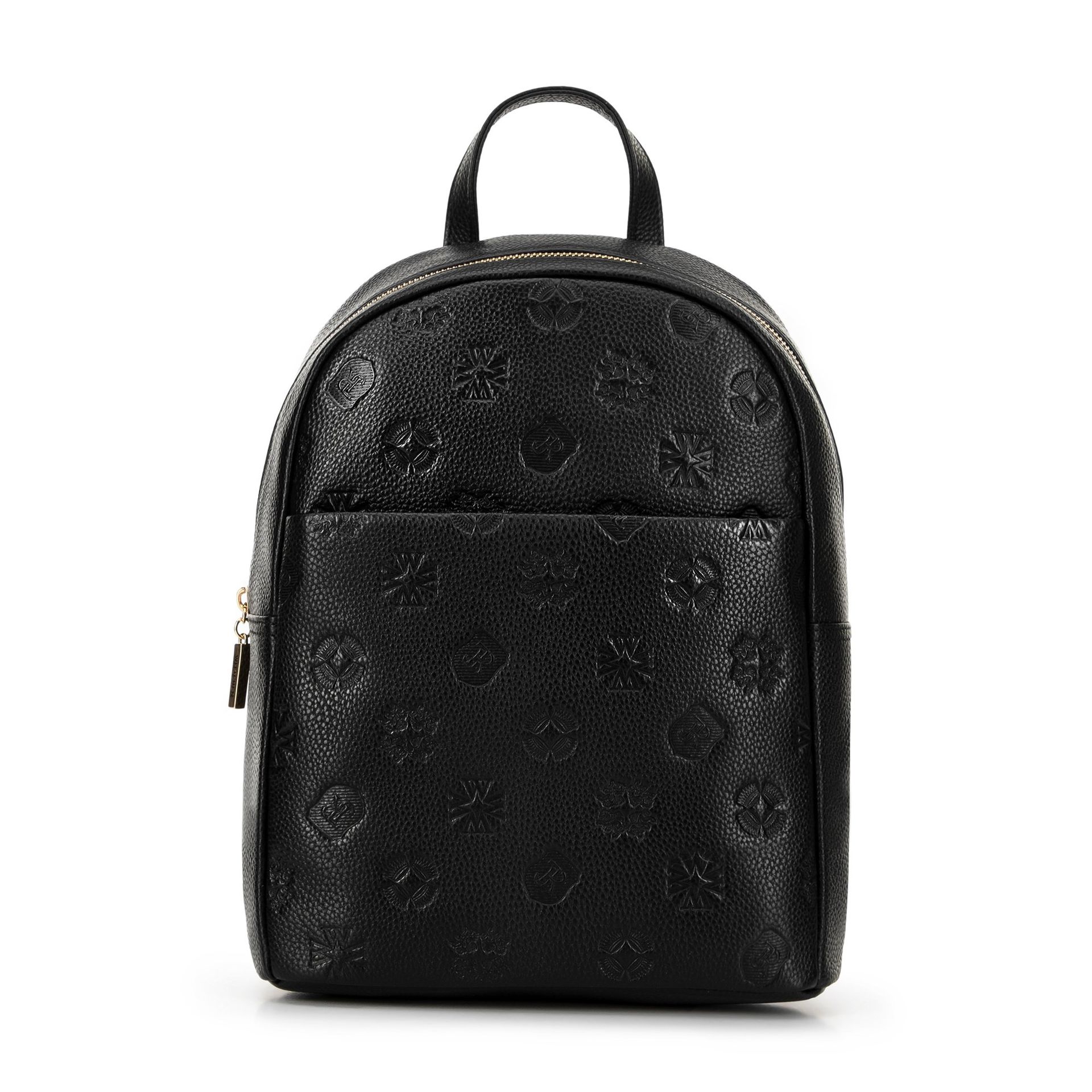 Damski plecak skórzany w monogram czarny