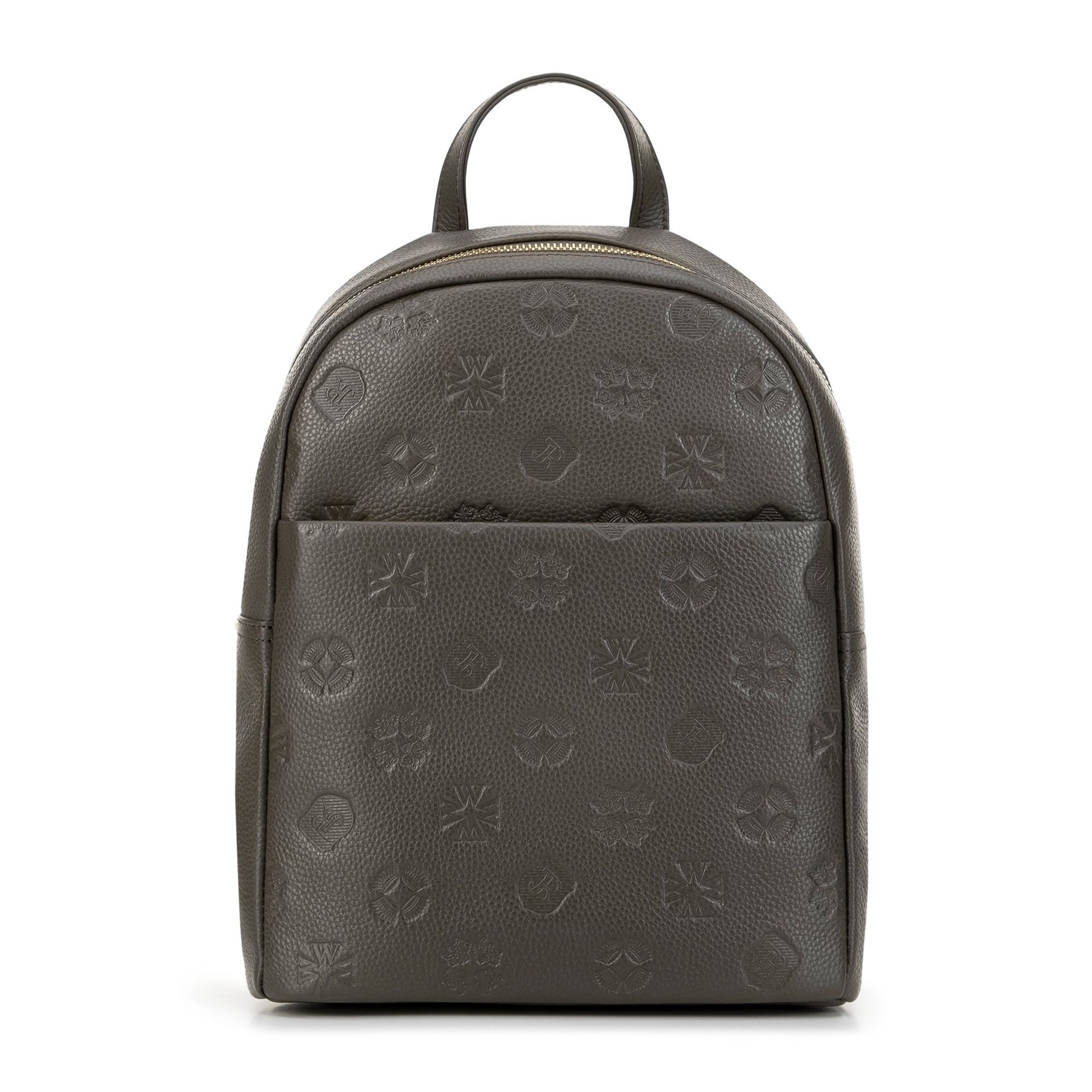 Damski plecak skórzany w monogram ciemny beż