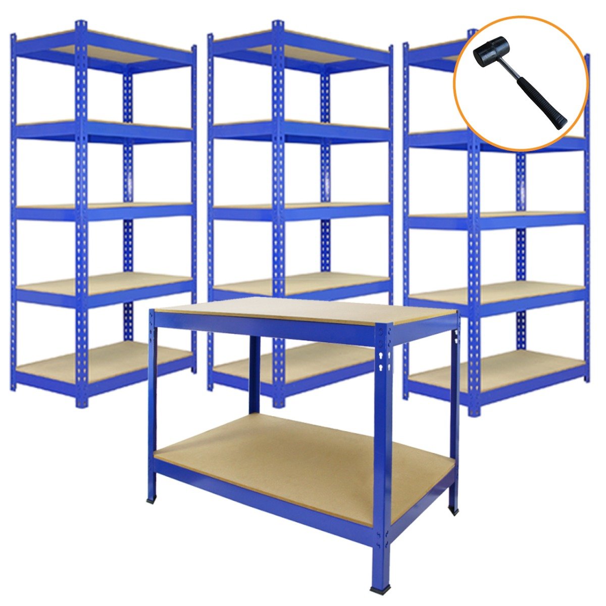 Q-Rax 3 x 90 cm i 2 x 120 cm jednostki regałowe z metalu niebieskiego