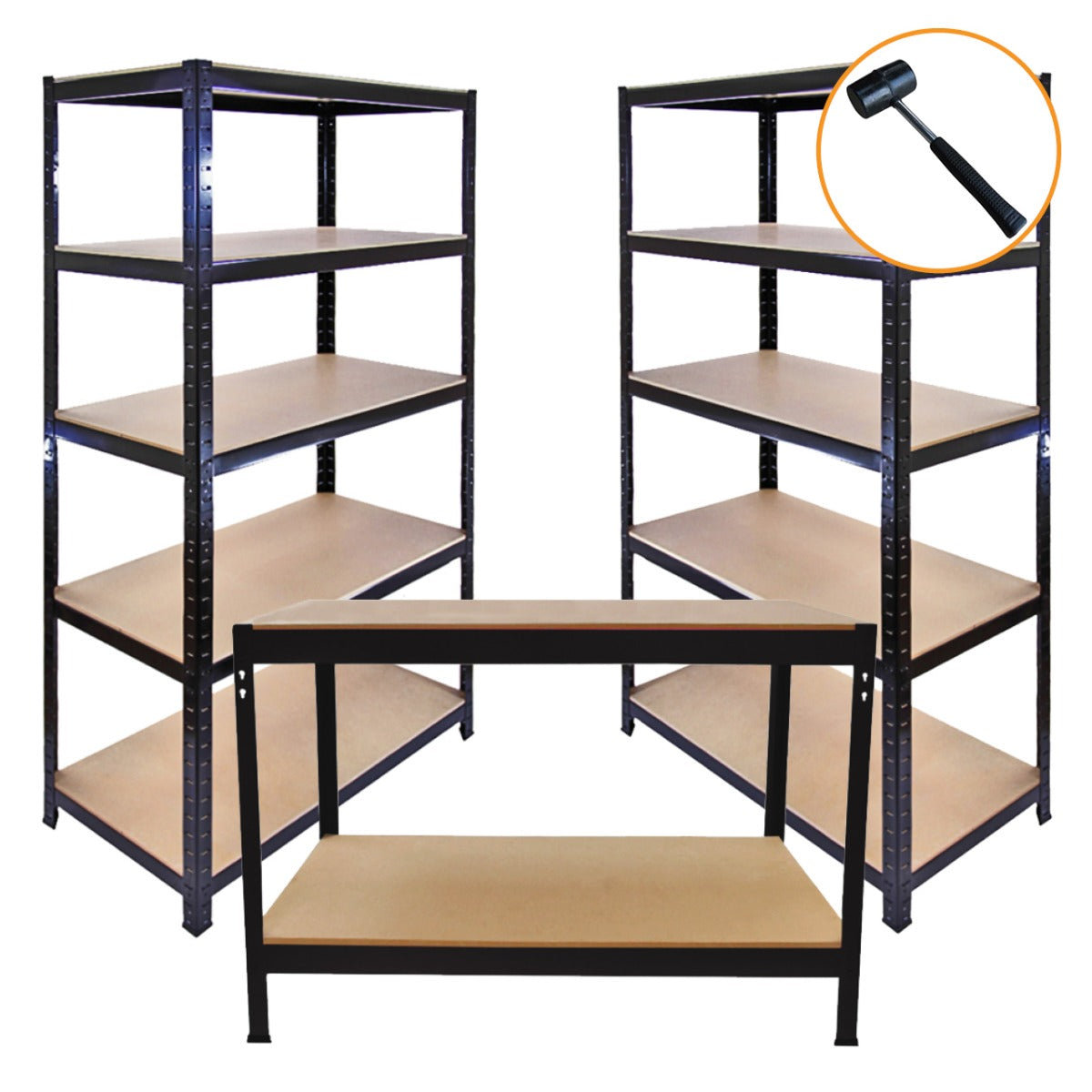 3 x 90cm T-Rax Czarna Metalowa Regały i Warsztat