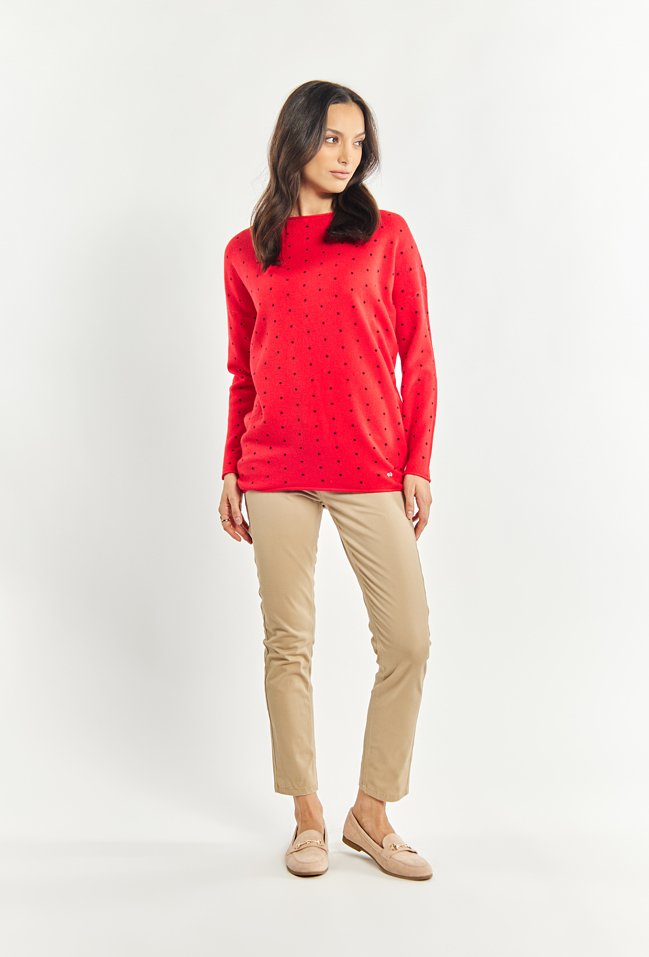 Sweter damski w kropki - Monnari