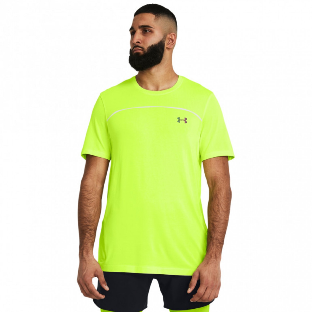 Męska koszulka treningowa Under Armour UA Rush Seamless Wordmark SS - zielona - UNDER ARMOUR