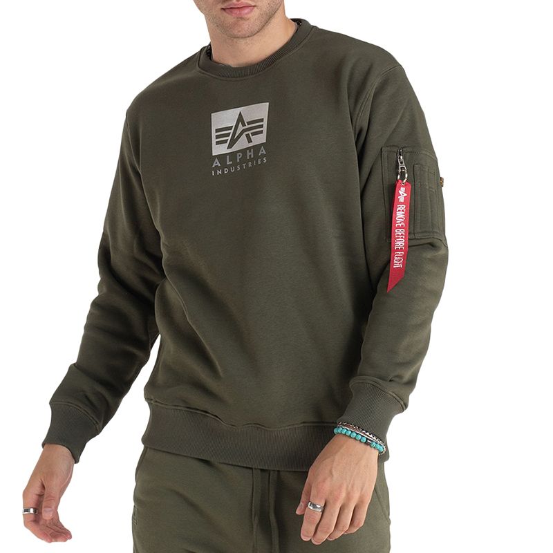 Bluza Alpha Industries Satin Logo Sweater 148311142 - zielona