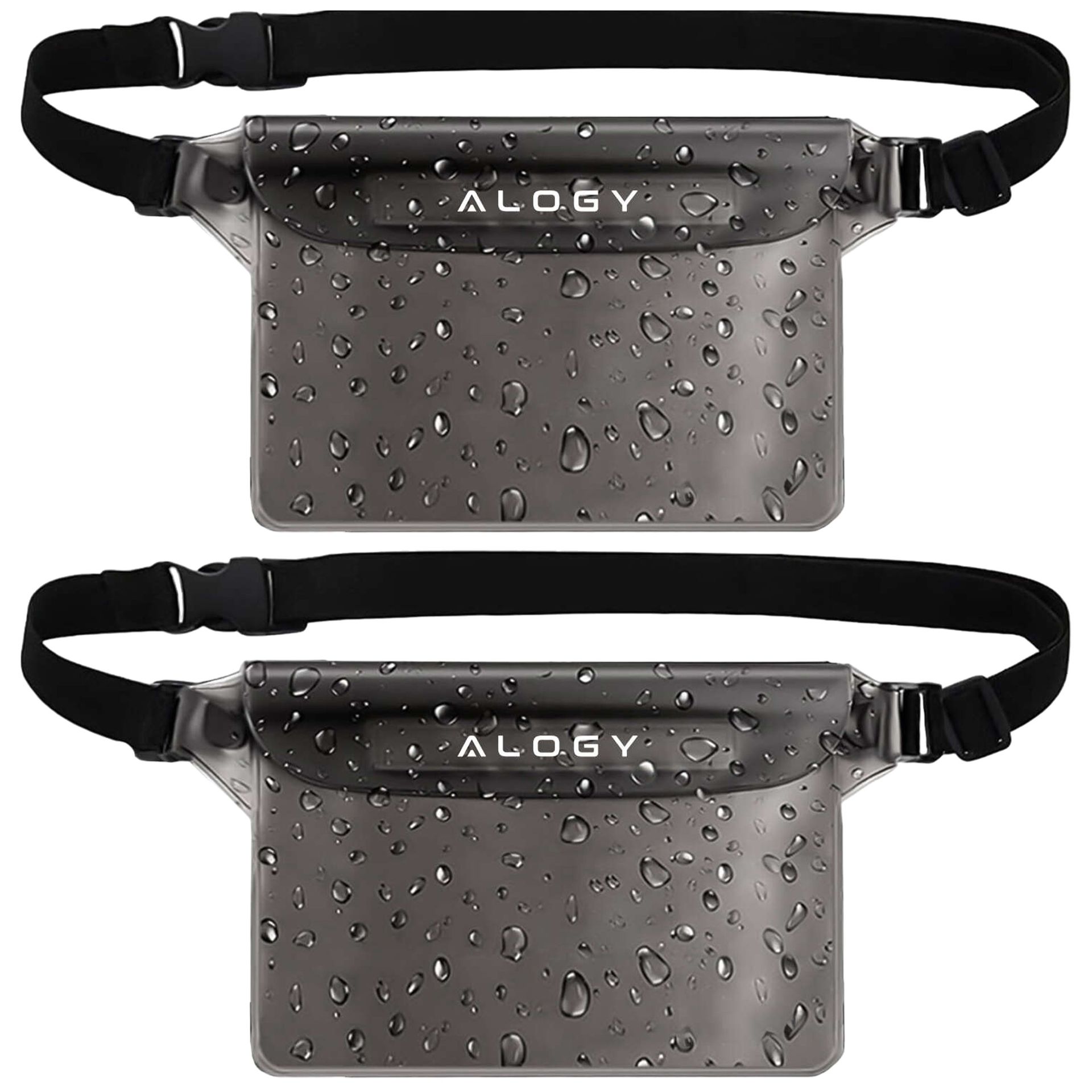 2x Etui wodoodporne nerka saszetka Case na telefon futerał do wody wodoszczelne 21.5x23.5cm Alogy Waterproof Czarne