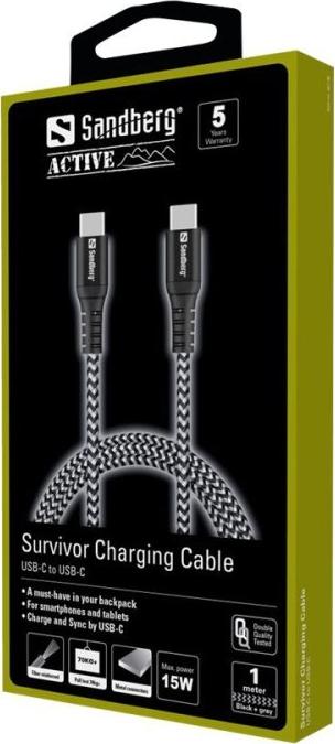 Kabel USB Sandberg USB-C - USB-C 1 m Biało-czarny (441-38)