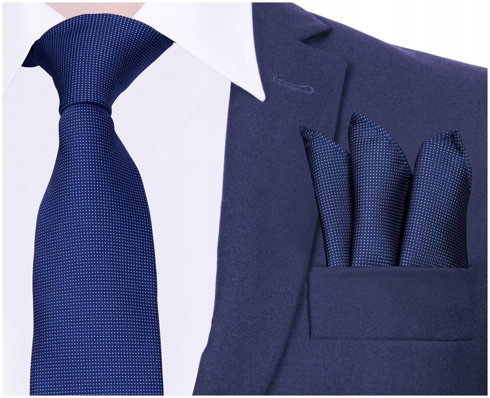 KRAWAT + POSZETKA Męska Wypustka Żakard GREG k123