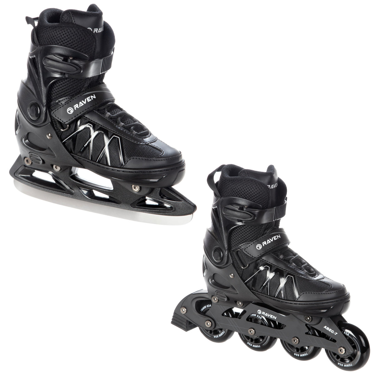 Rolki Łyżwy Hokejowe 2w1 RAVEN Expert Black 43-46