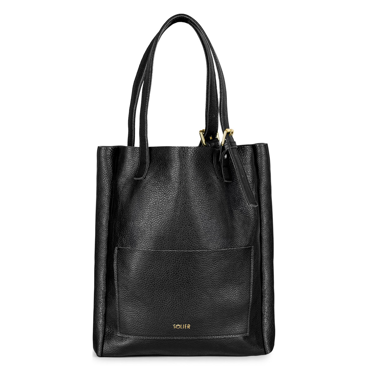 Torebka damska SKÓRZANA Torba czarna na ramię skóra SHOPPER duża SOLIER