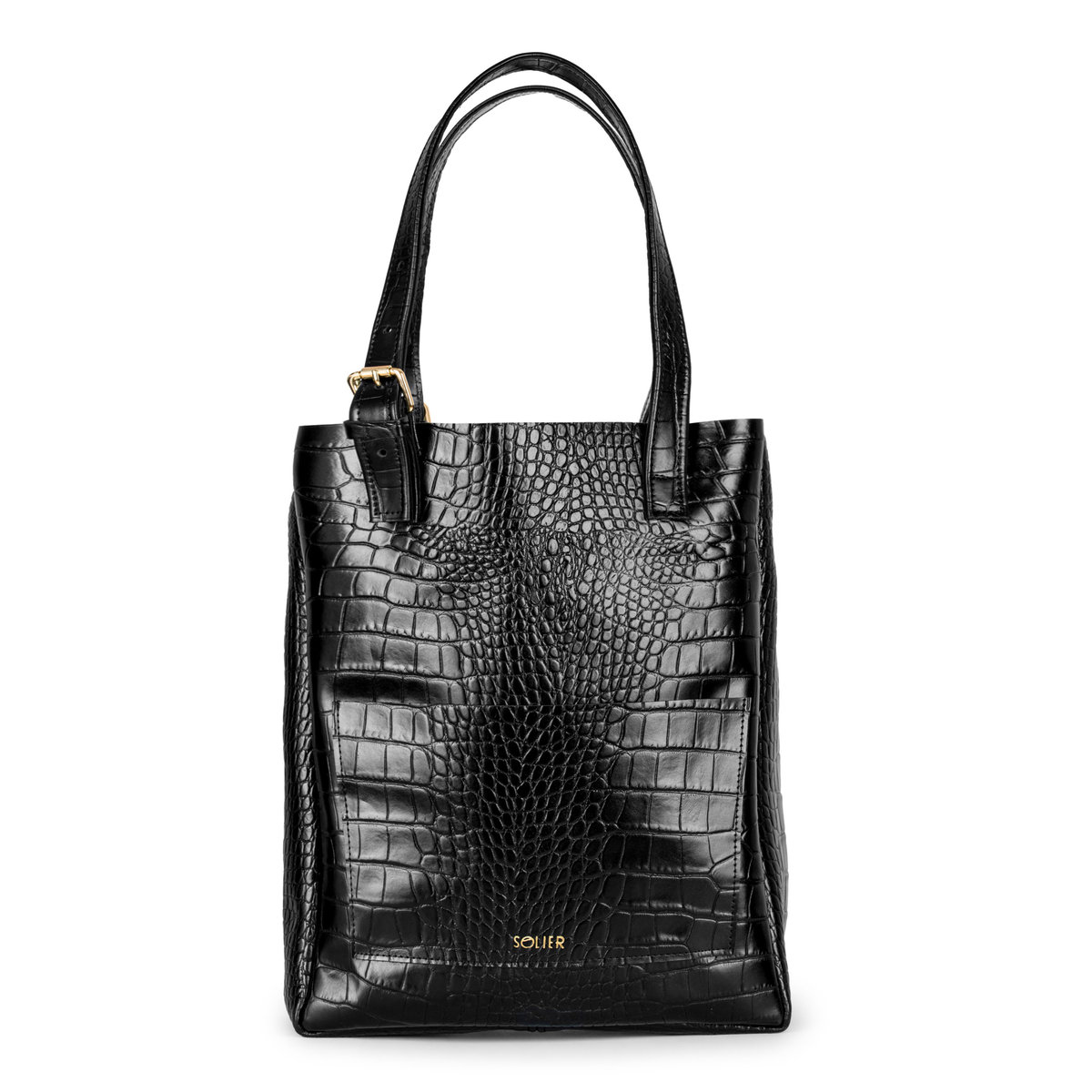 Torebka damska SKÓRZANA Torba czarna na ramię skóra SHOPPER duża SOLIER