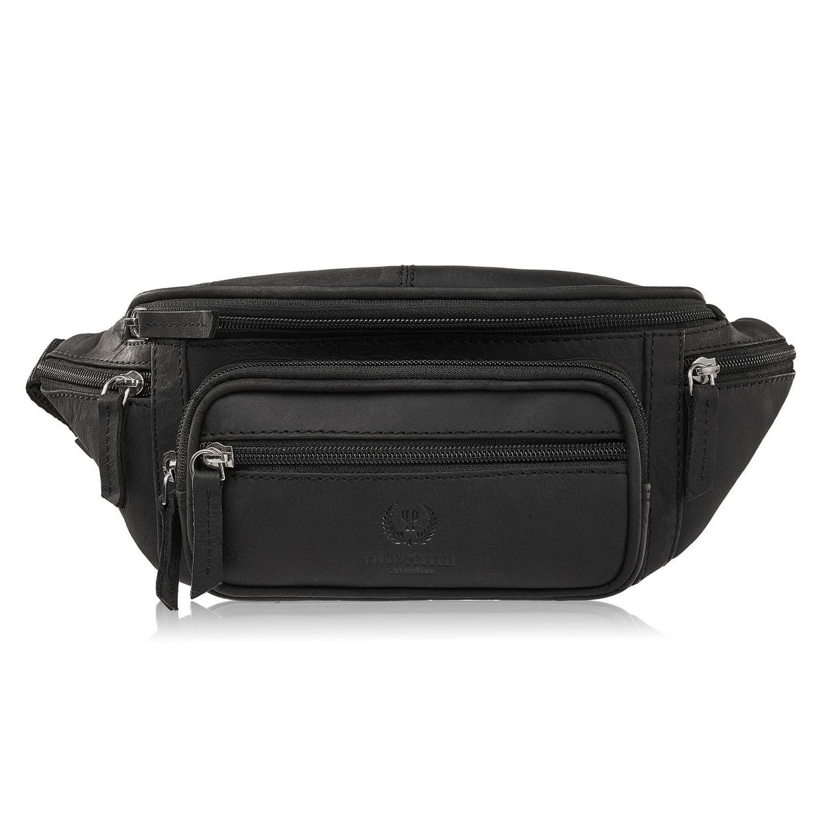 SASZETKA MĘSKA SKÓRZANA KLASYCZNA NERKA BIODROWA CZARNA VINTAGE T-136-HBL