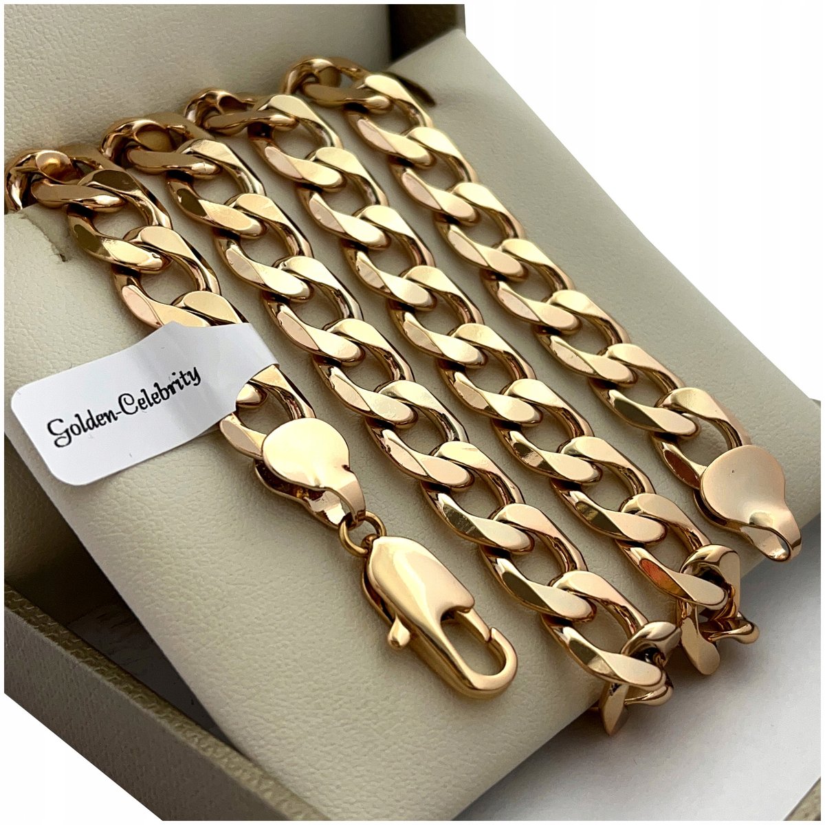 ZŁOTY GRUBY ŁAŃCUSZEK MĘSKI 18K PREZENT DLA FACETA MĘŻA SYNA TATY+DEDYKACJA