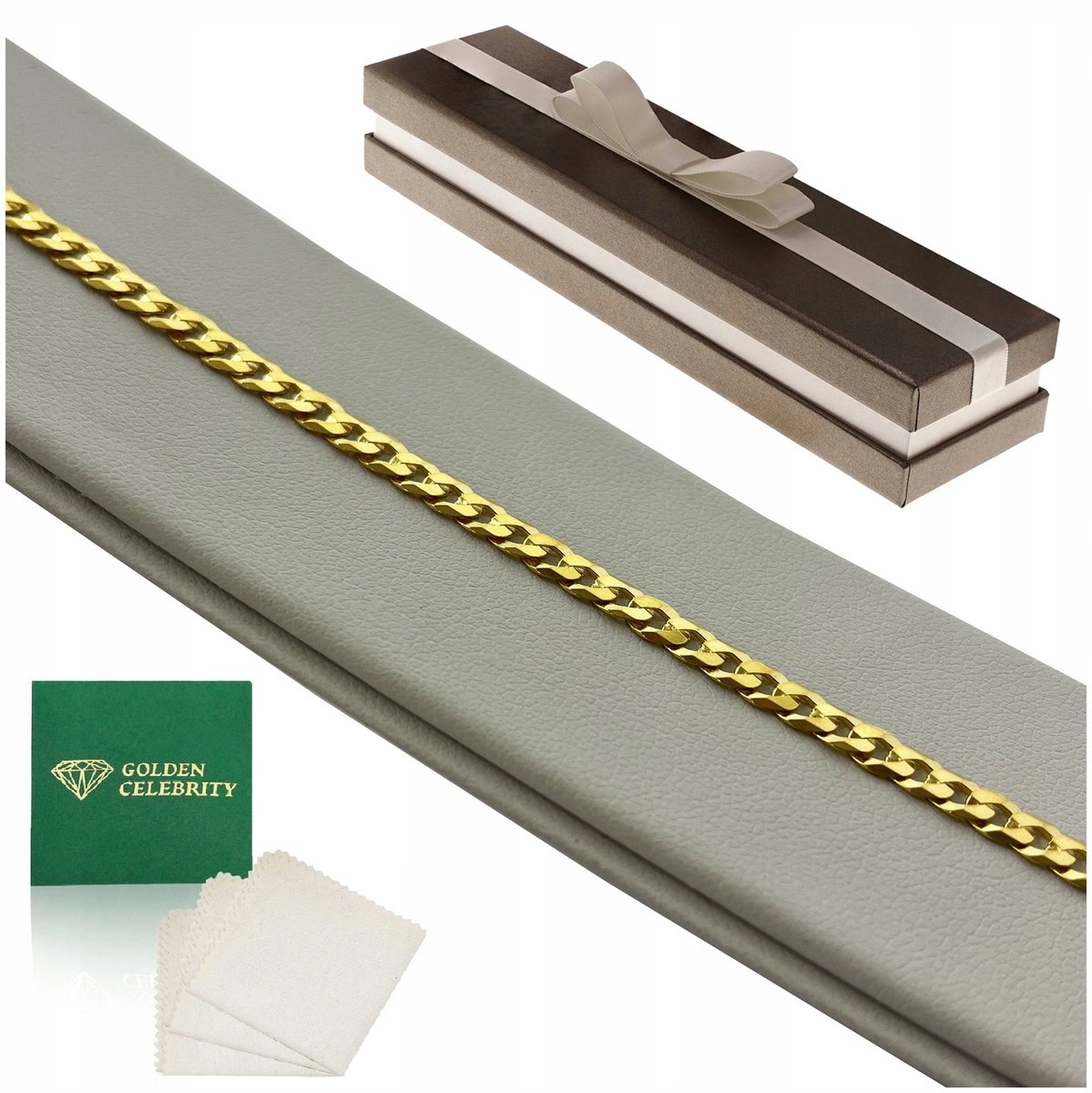ELEGANCKA BRANSOLETKA ZŁOTA DAMSKA PANCERKA 21cm/4mm SREBRO 925/585 PREZENT