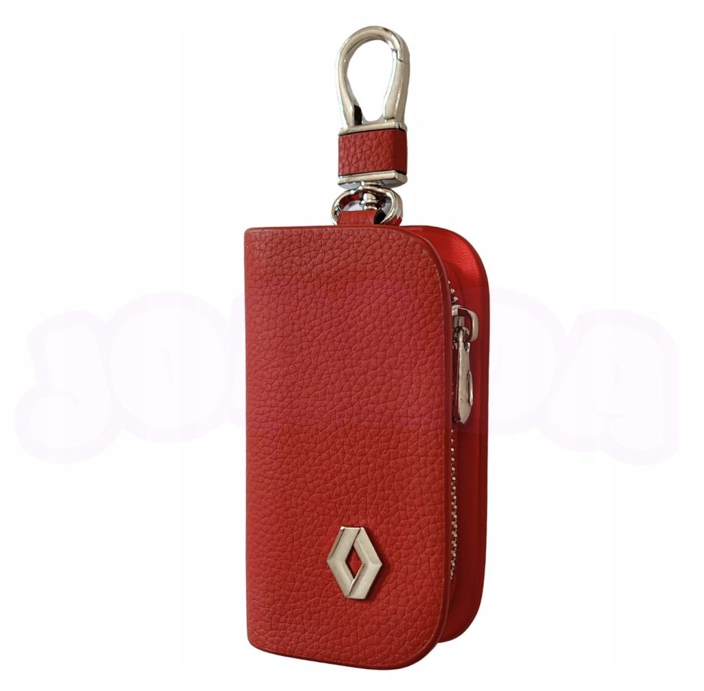 SKÓRZANE ETUI na klucze RENAULT logo KLUCZYK samochodowy ELEGANCKI czerwony