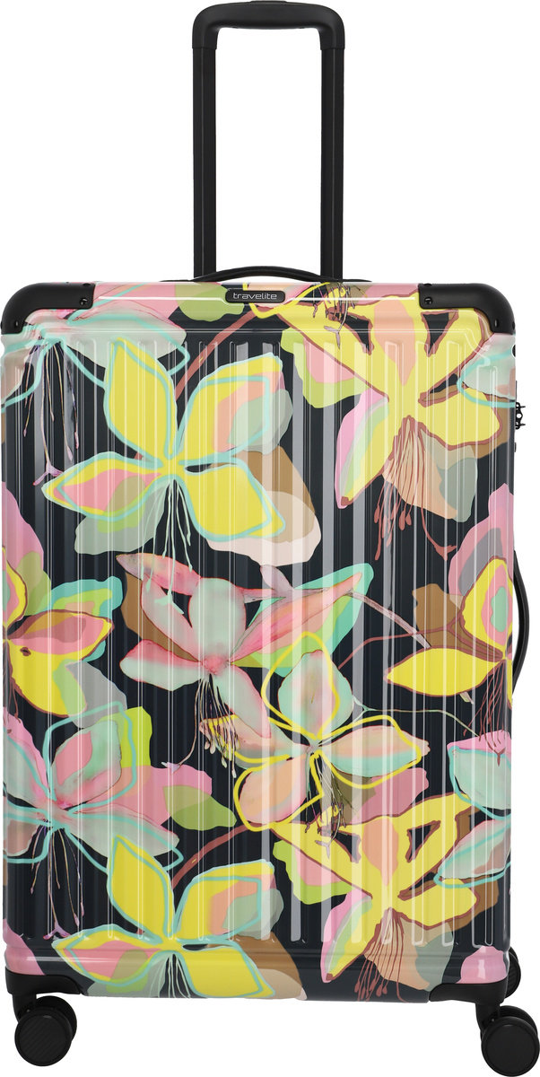 Walizka duża Travelite Cruise Print 77 cm żółta orchidea