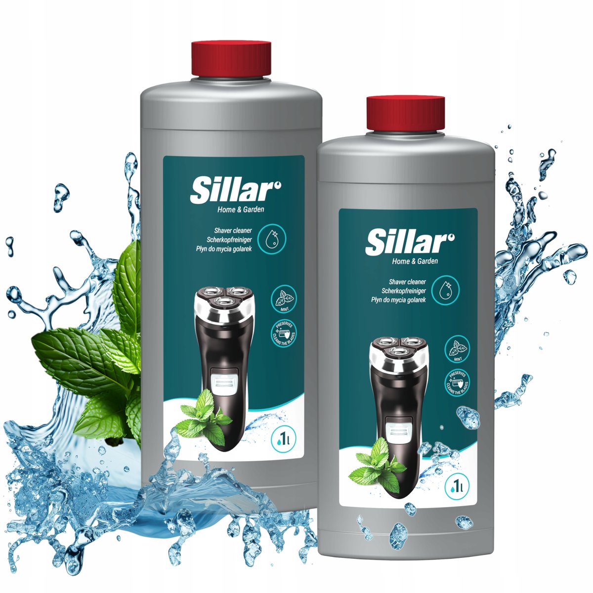 2x Płyn do czyszczenia głowic golarek maszynek Sillar Shaver mint mięta 1l