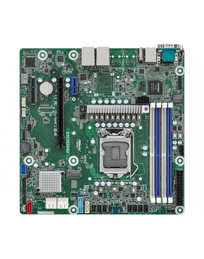 Płyta główna ASRock E3C252D4U 1x LGA1200 Intel Xeon E-23XX C252 4xDIMM, SATA, 1xM2, 2x1GbE, IPMI