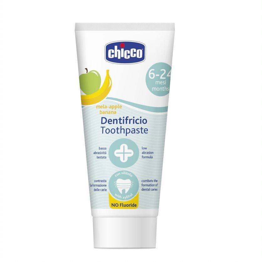 CHICCO Pasta do zębów bez fluoru 6-24ml Jabłko Banan 50ml