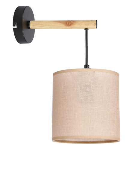 Lampa Combi kinkiet czarny 1x60W E27 abażur beżowy