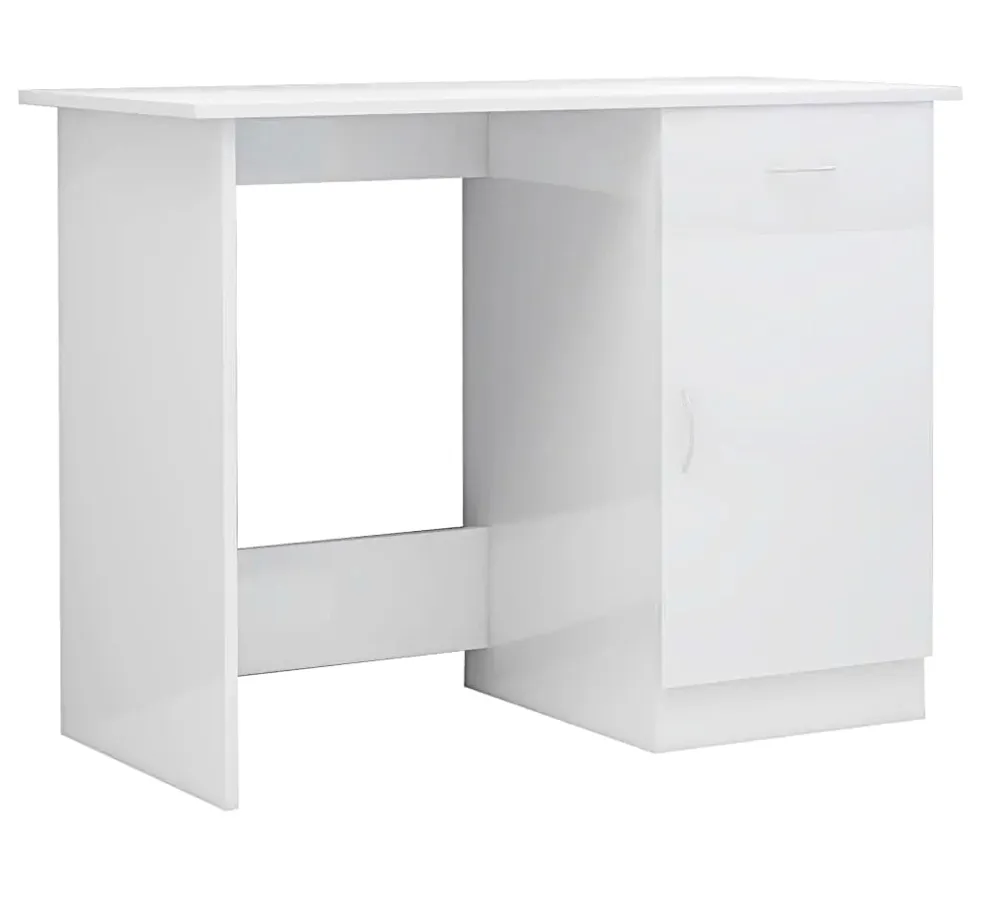 EDINOS Biurko z szafką w kolorze białym z połyskiem - Derma