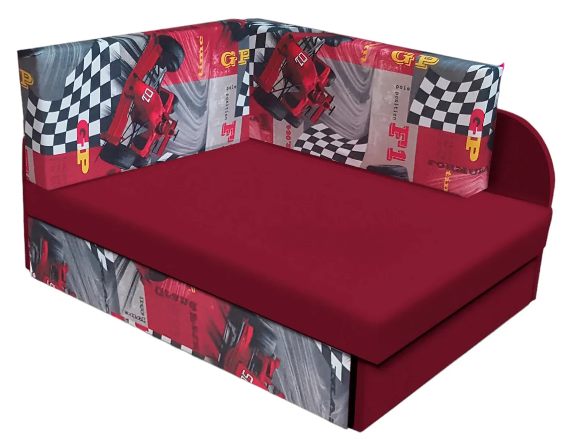 Czerwony narożnik rozkładany z pojemnikiem C2-P63