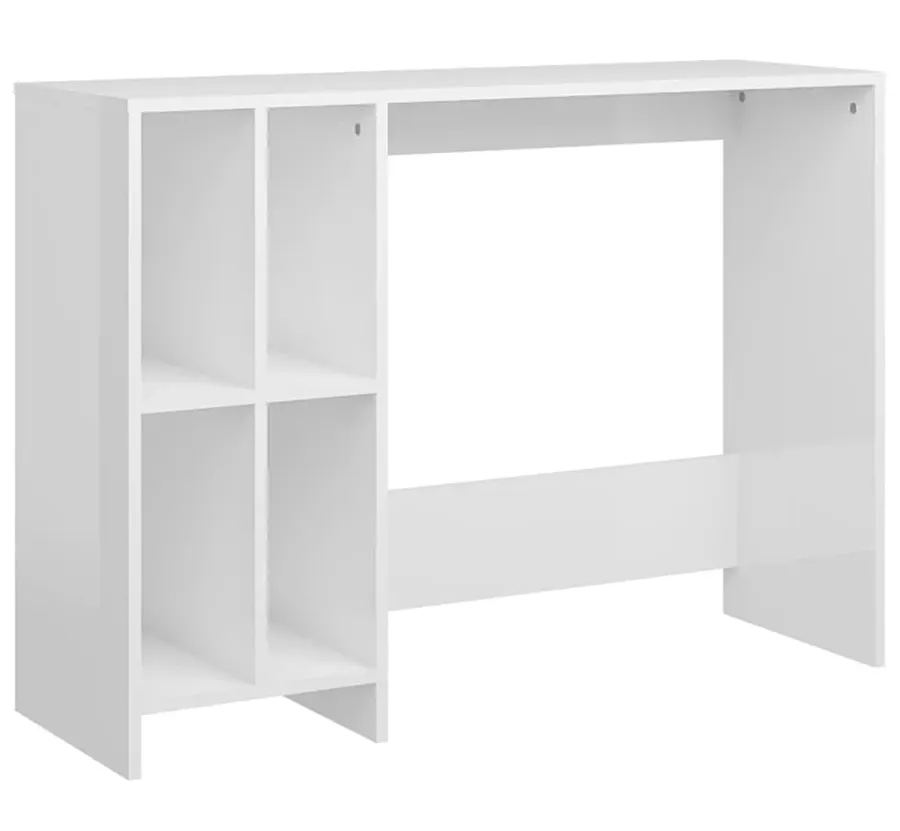 Elior Biurko z półkami na książki w kolorze białym z połyskiem P3-E67