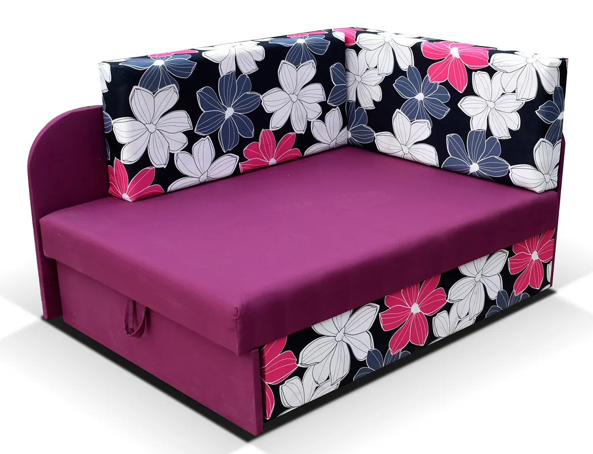 Fioletowy tapczan kubuś z motywem kwiatów B5-A77