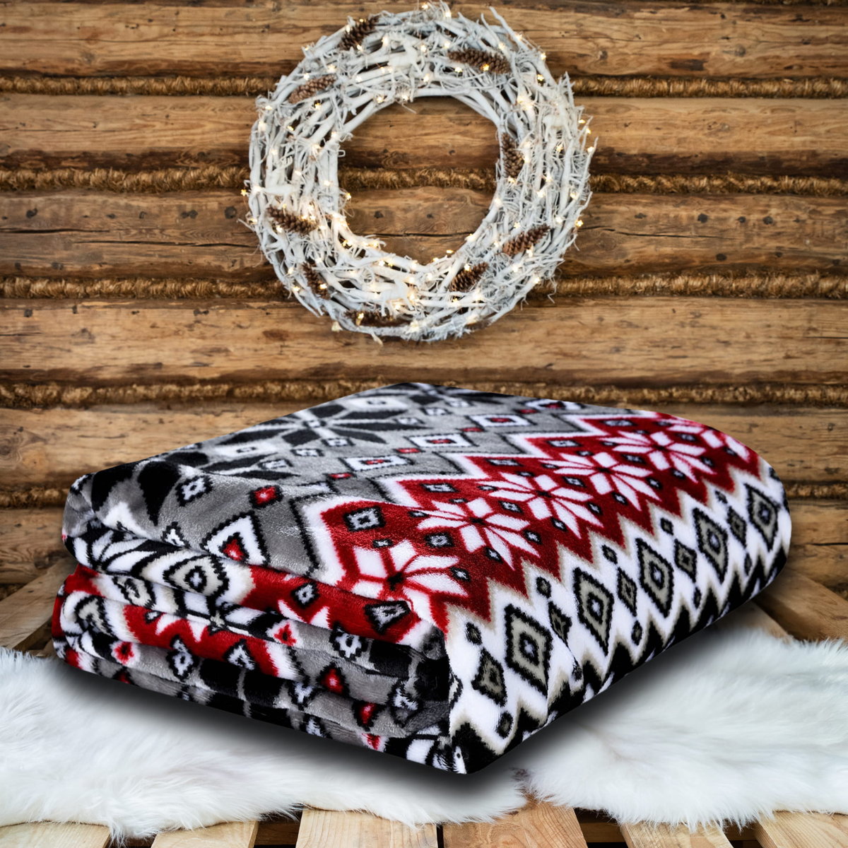 Koc Polarowy Świąteczny 160X200 Szary