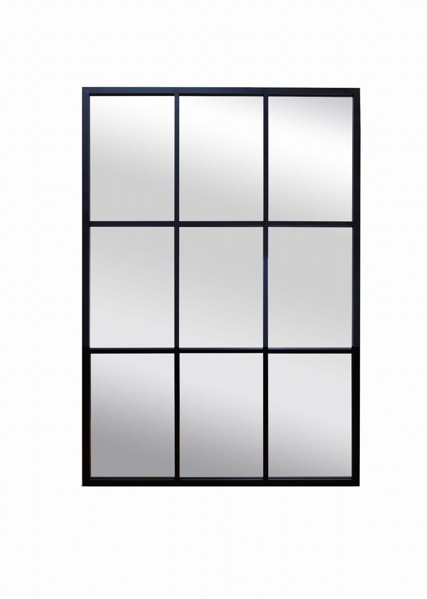 Lustro prostokątne w ramie ze szprosami do salonu czarne industrialne 70x100 BD Art