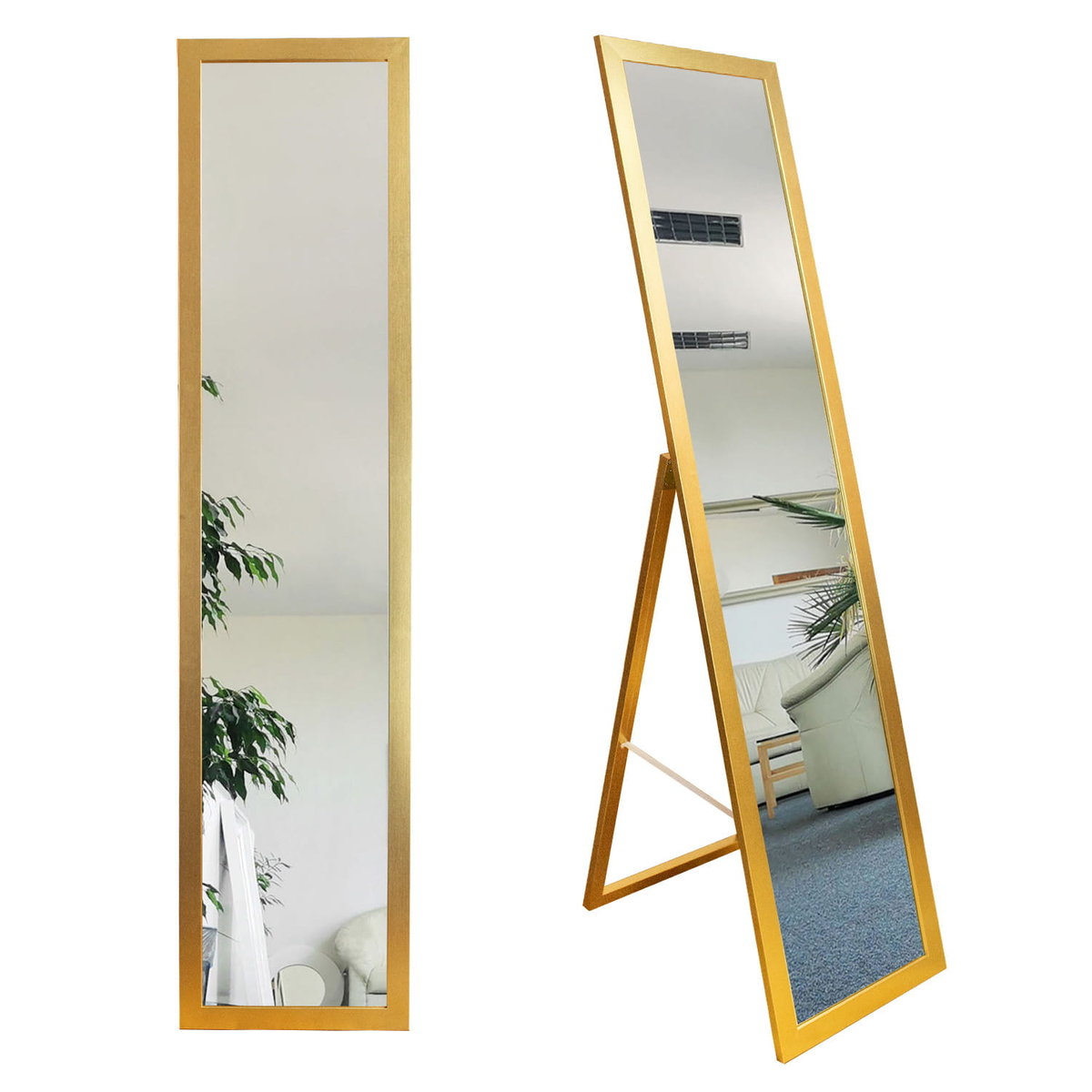 Lustro stojące do garderoby skandynawskie 155x35,8 złote BD ART