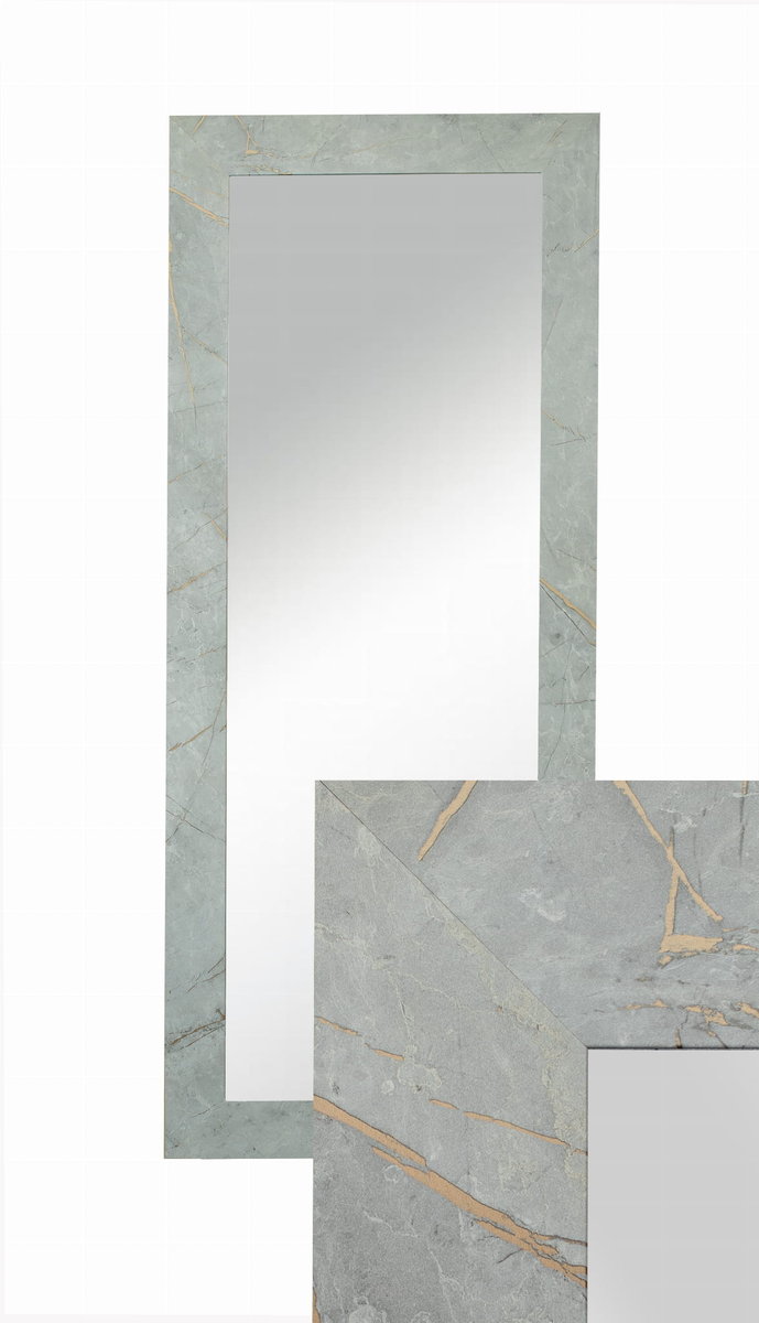 Lustro wiszące w ozdobnej ramie 120x50 cm w kolor beton złoty do salonu pokoju sypialni B.D. Art