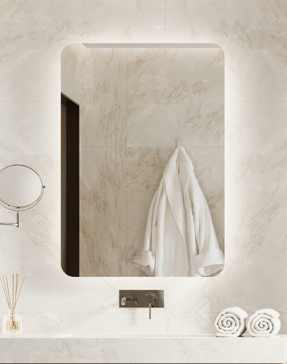 Lustro łazienkowe Luna prostokątne z oświetleniem LED  60x80 cm  RC zaokrąglone rogi BD art   IP 44