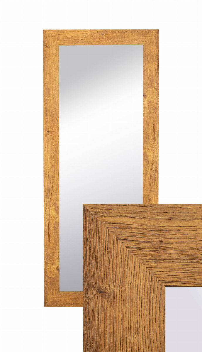 Lustro wiszące w ozdobnej ramie 120x50 cm w dąb olejowany do salonu pokoju sypialni B.D. Art