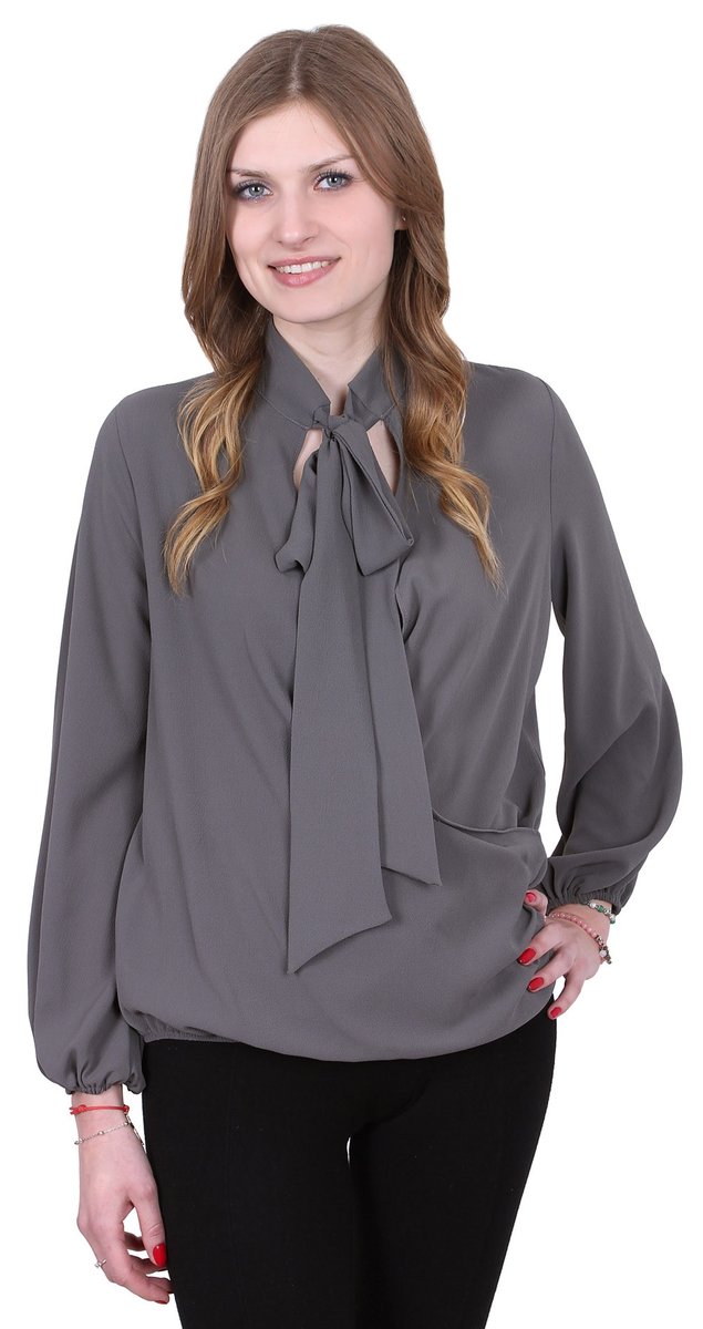 John Zack Elegancka, szara bluzka z wiązaniem S