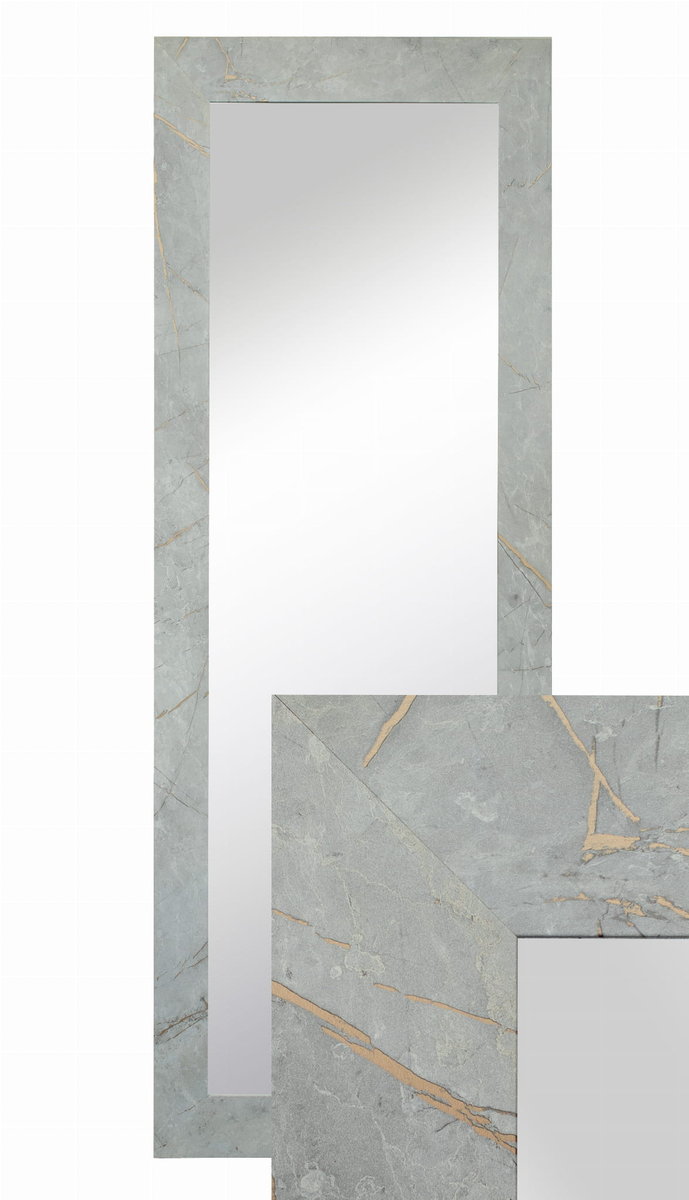 Lustro wiszące w ozdobnej ramie 150x50 cm w kolor beton szary złoty do salonu pokoju sypialni B.D. Art