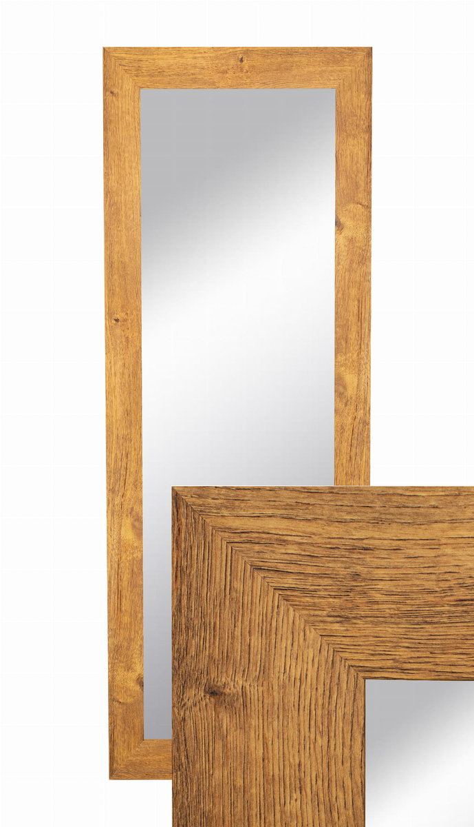 Lustro wiszące w ozdobnej ramie 150x50 cm w dąb olejowany do salonu pokoju sypialni B.D. Art