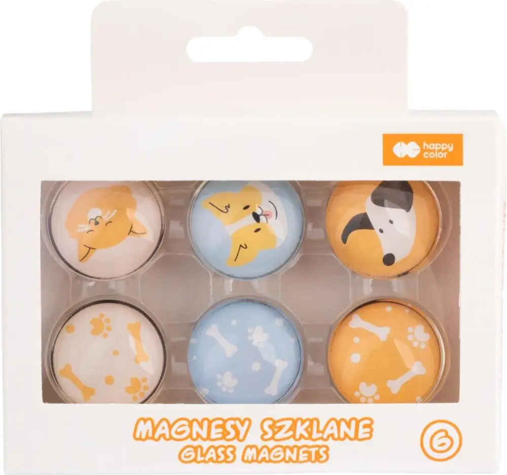 Magnesy szklane Cat&Dog 6szt HAPPY COLOR - GDD