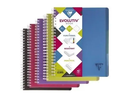 Kołonotatnik A4+/120K linia PP Evolutiv mix (5szt) - Clairefontaine