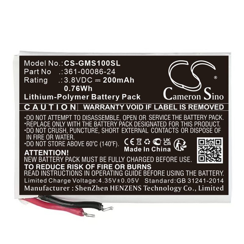 Garmin Instinct Solar GPS / 361-00086-24 200mAh 0.76Wh Li-Polymer 3.8V (Cameron Sino)
