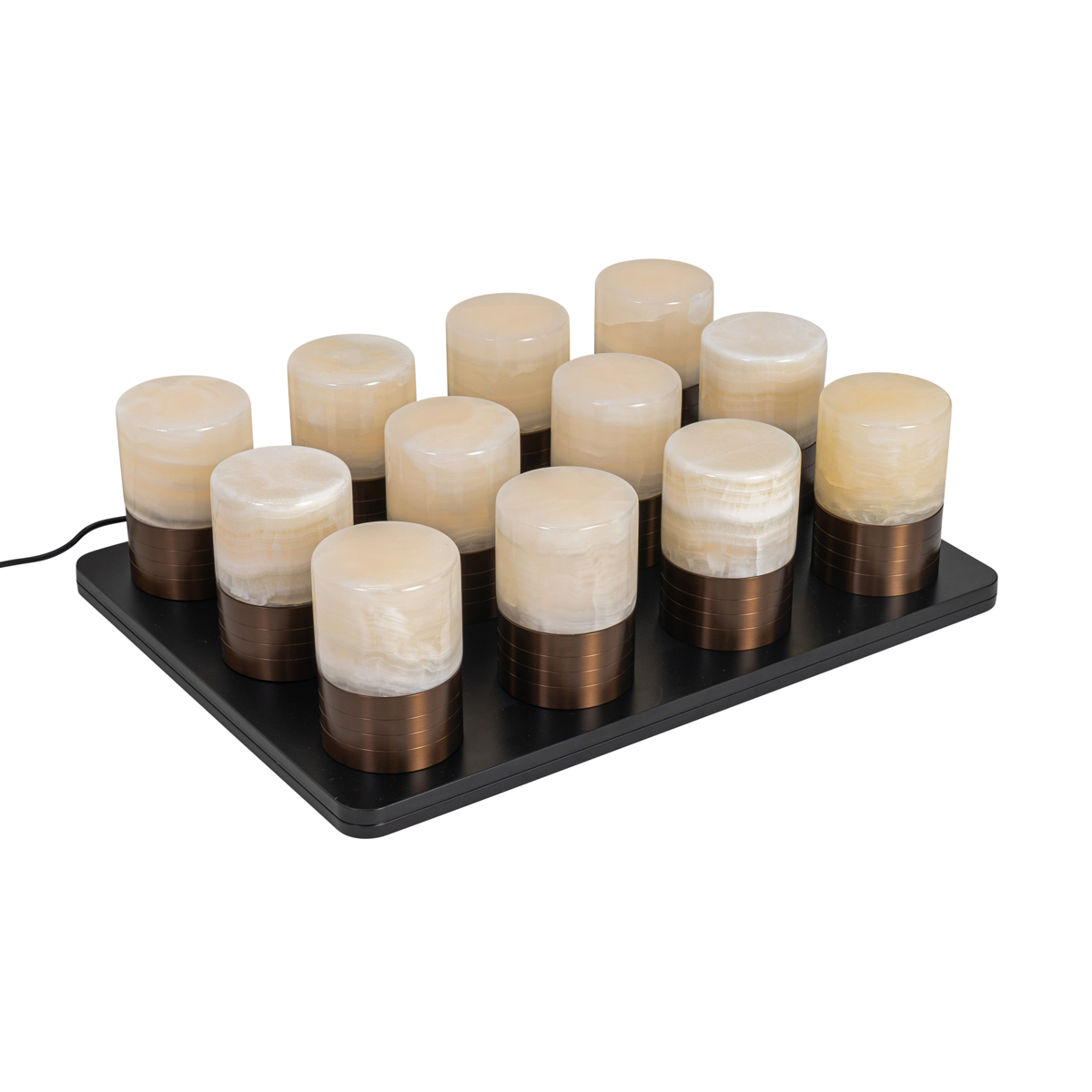 QAZQA Zestaw 12 lamp stołowych ciemny brąz RGBW ładowanych akumulatorem w tym stacja ładująca - Alessia