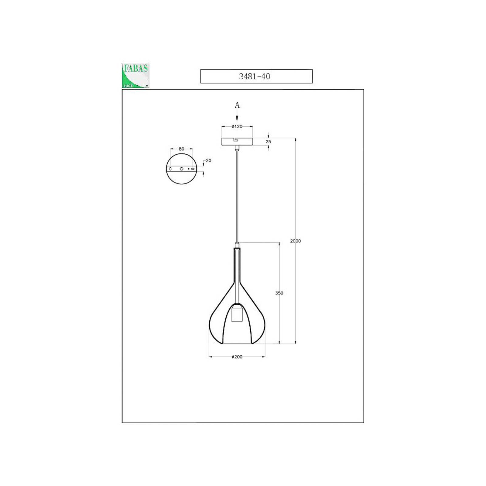 Fabas Luce Lampa żyrandol fioletowy, lazurowy niebieski, 1-punktowa, szkło