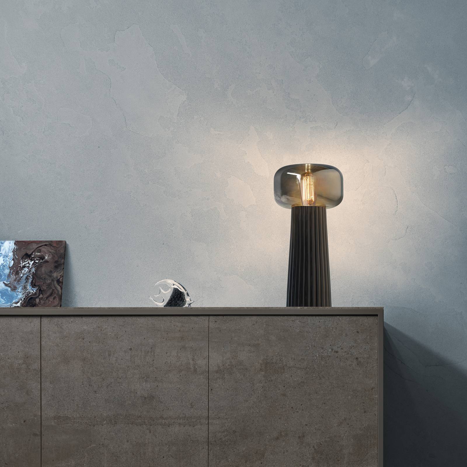 Mantra Iluminación Lampa stołowa Faro, szkło, tworzywo sztuczne, oprawa E27, biały